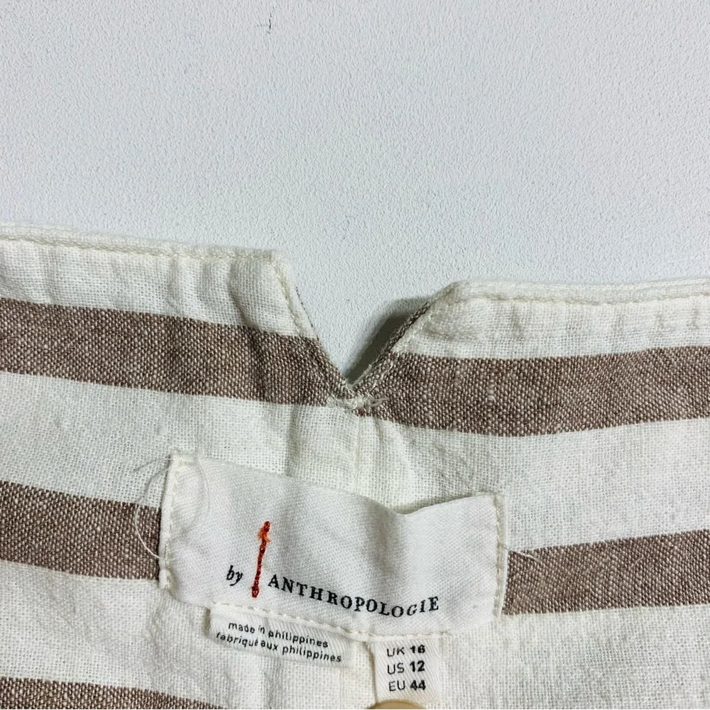 Antropology linen blend high waist striped pants - Picture 8 of 12